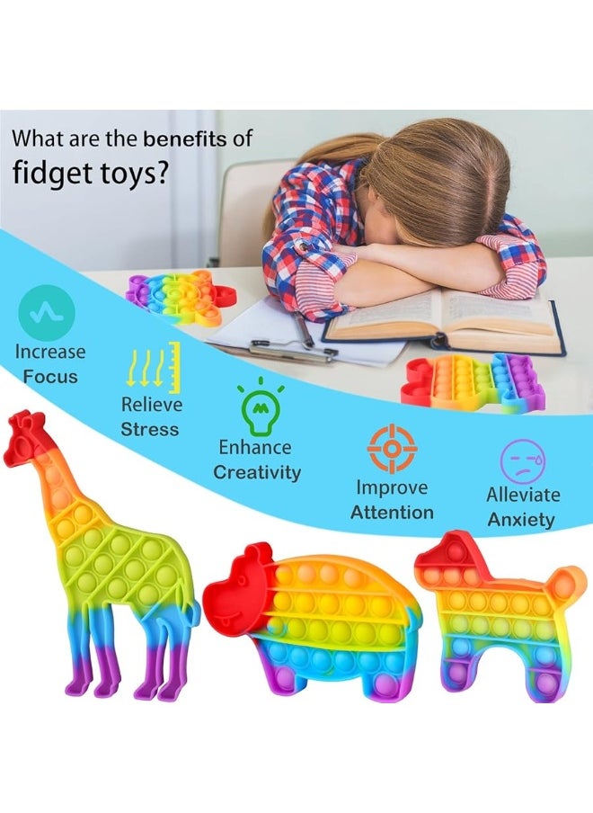 Genovega - 24 Packs Fidget Toys Bulk Pop Gifts for Kids Adults , Classroom Boys Girls Sensory Bubble Set Carnival Pinata Prizes Bag, Desk Toy Party Favors Kit Game Ideas Gift Cute Animal - Image 1