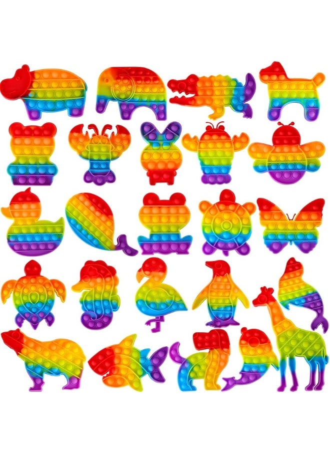 Genovega - 24 Packs Fidget Toys Bulk Pop Gifts for Kids Adults , Classroom Boys Girls Sensory Bubble Set Carnival Pinata Prizes Bag, Desk Toy Party Favors Kit Game Ideas Gift Cute Animal - Image 1