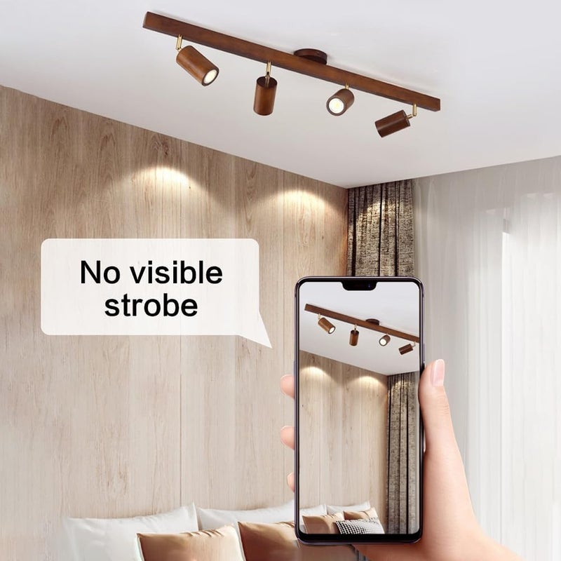 Modern Walnut LED Track Light with 350°+90° Adjustable Spotlights - Ideal for Kitchen, Bedroom, Living Room, and Hallway - Image 3