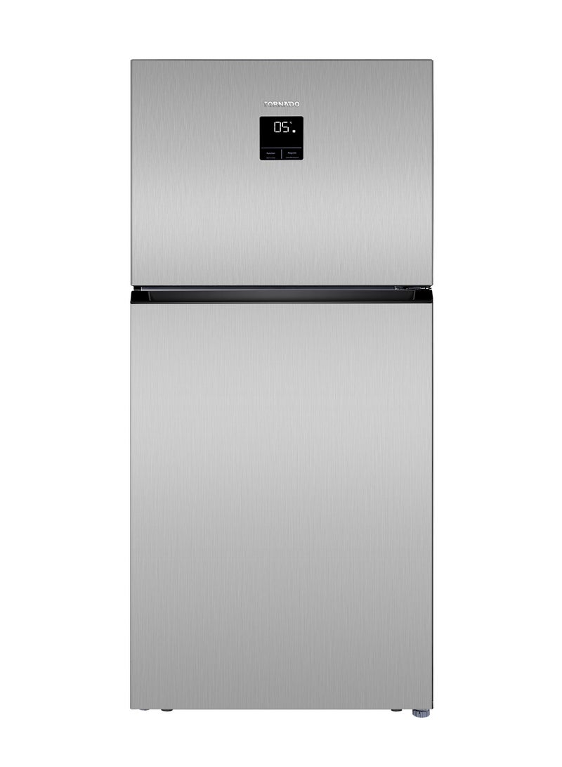 TORNADO 18.98 cubic feet , 538 Liters Net Capacity Top Mount Inverter Refrigerator Silver Double Door Digital Display Multi Air Flow Tempered Glass shelves RF-TCN538PT0GINS