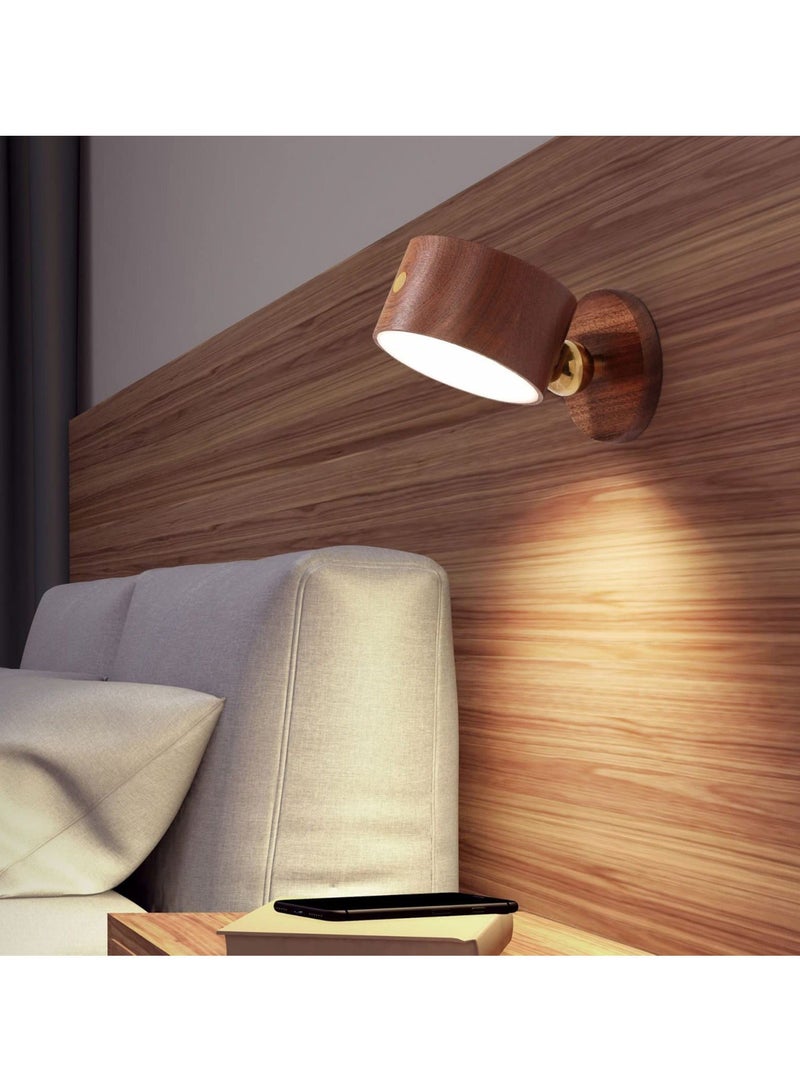Y&D Led Wall Mounted Reading Lights,Wireless Sconce With Usb Charging Port Stepless Dimming Rechargeable Battery 360°Rotate Magnetic Ball Dimmable Touch Control 1PCS Dark Brown - Image 2