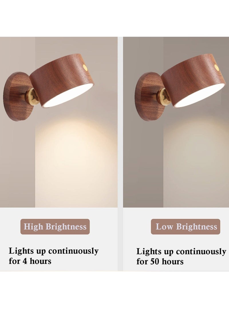 Y&D Led Wall Mounted Reading Lights,Wireless Sconce With Usb Charging Port Stepless Dimming Rechargeable Battery 360°Rotate Magnetic Ball Dimmable Touch Control 1PCS Dark Brown - Image 4
