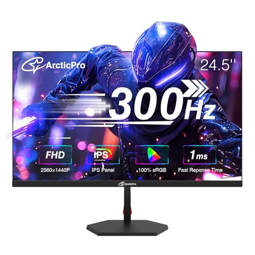 ArcticPro 24.5 inch 300Hz 240Hz Gaming Monitor, FHD 1080p, 1ms, PC Monitor Gaming, IPS, Adaptive sync, PC Monitor, NTSC 85%, sRGB 120%, Ultra Slim, DP x2, HDMI x2, VESA, with DP Cable up to 300Hz - Image 1