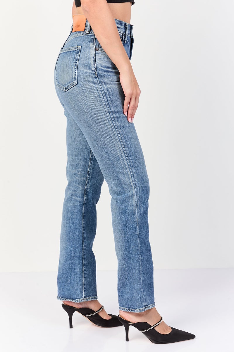 Moussy Women Regular Fit Washed Stretchable Jeans, Blue - Image 3