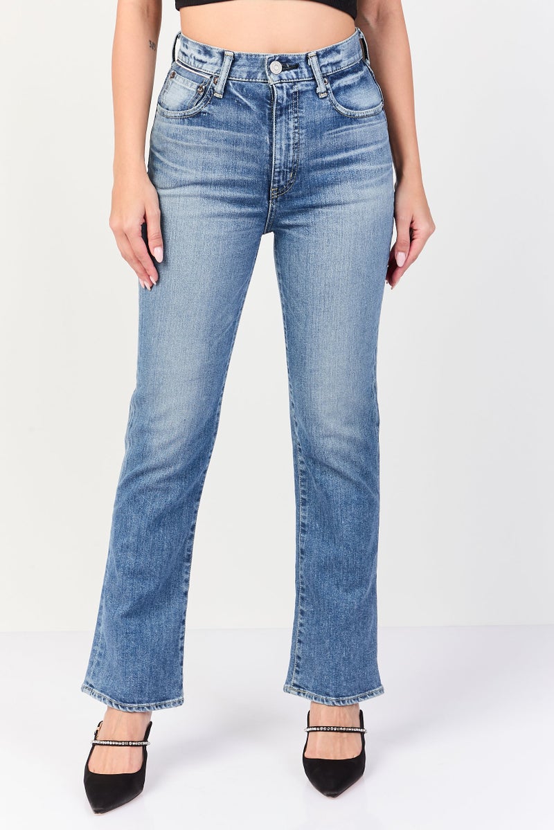 Moussy Women Regular Fit Washed Stretchable Jeans, Blue - Image 1