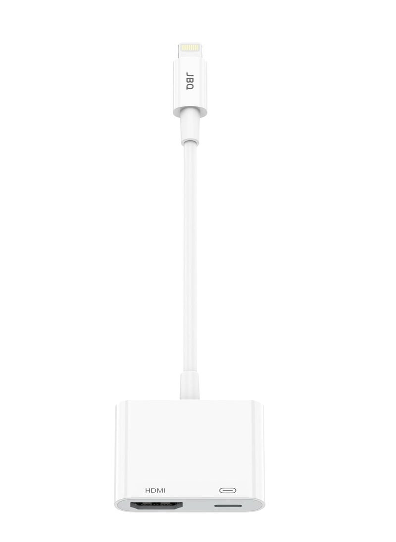 JBQ - Compatible Lightning To Lightning HDMI Adapter Compatible With iOS Devices White - Image 1