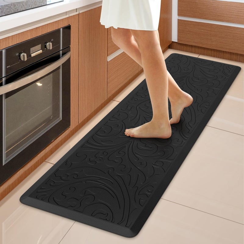KMAT Kitchen Mat Cushioned AntiFatigue Waterproof NonSlip Standing Mat Ergonomic Comfort Rug for HomeOfficeSinkLaundryDesk 173 W x 60LBlack