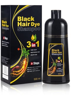 Meidu 500ML Black Hair Dye Shampoo, 3 in 1 Hair Colour Shampoo for Gray Hair, Ammonia Free Hair Shampoo Wash after 5 Minutes, Gray Hair Coverage, Shine Color, Moisturizing Care, Healthy Hair for Men & Women  - Image 1
