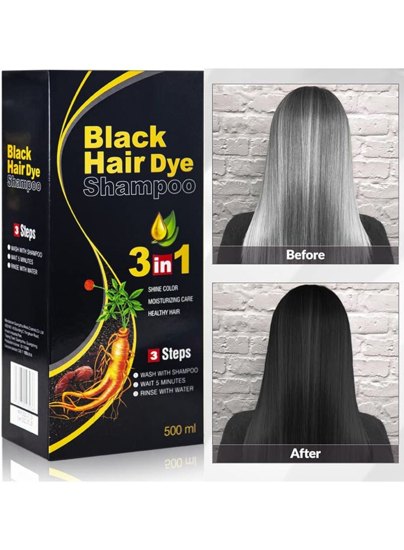 Meidu 500ML Black Hair Dye Shampoo, 3 in 1 Hair Colour Shampoo for Gray Hair, Ammonia Free Hair Shampoo Wash after 5 Minutes, Gray Hair Coverage, Shine Color, Moisturizing Care, Healthy Hair for Men & Women - Image 4