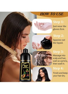 Meidu 500ML Black Hair Dye Shampoo, 3 in 1 Hair Colour Shampoo for Gray Hair, Ammonia Free Hair Shampoo Wash after 5 Minutes, Gray Hair Coverage, Shine Color, Moisturizing Care, Healthy Hair for Men & Women  - Image 5