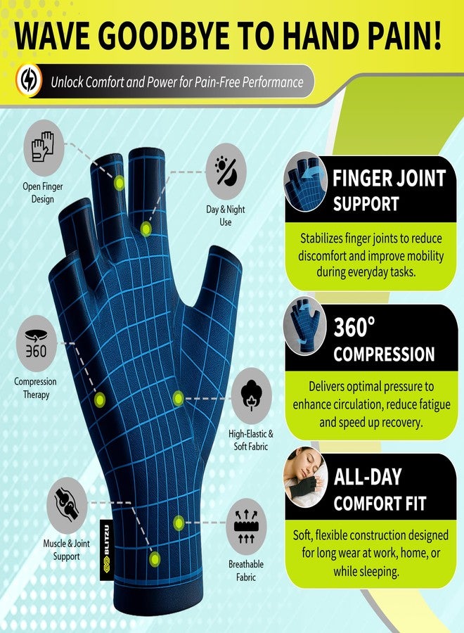 BLITZU Raynauds Gloves Fingerless Gloves for Men Compression Gloves for Arthritis Hand Brace for Arthritis Pain and Support Carpel Tunnel Relieve PURPLE M - Image 4