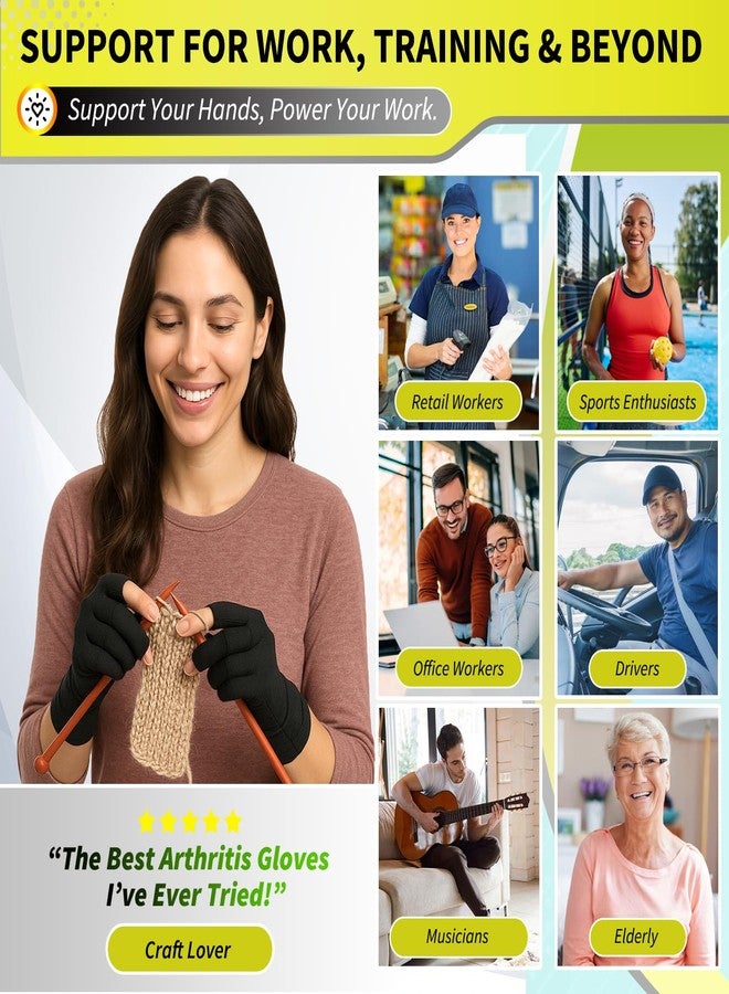 BLITZU Raynauds Gloves Fingerless Gloves for Men Compression Gloves for Arthritis Hand Brace for Arthritis Pain and Support Carpel Tunnel Relieve PURPLE M - Image 3