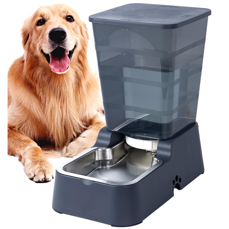 Meikuler Automatic Dog Cat Water Dispenser Large Capacity 5Lfor Cats and Medium and Large-Sized Dogs with Stainless Steel Bowl (Black, 5L) - Image 1