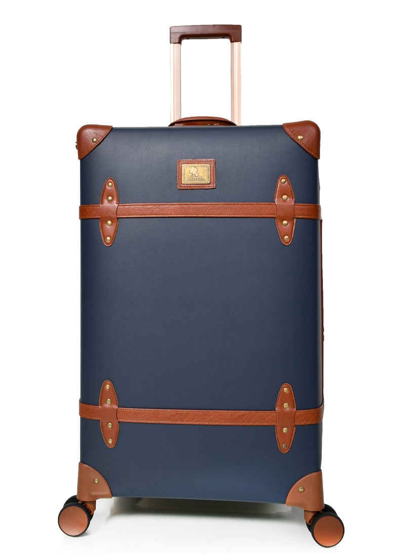 MORANO Morano Classic Leather Luggage 4 Pcs Set Navy Blue 28''-24''-20'''-14'''Inches  - Image 5