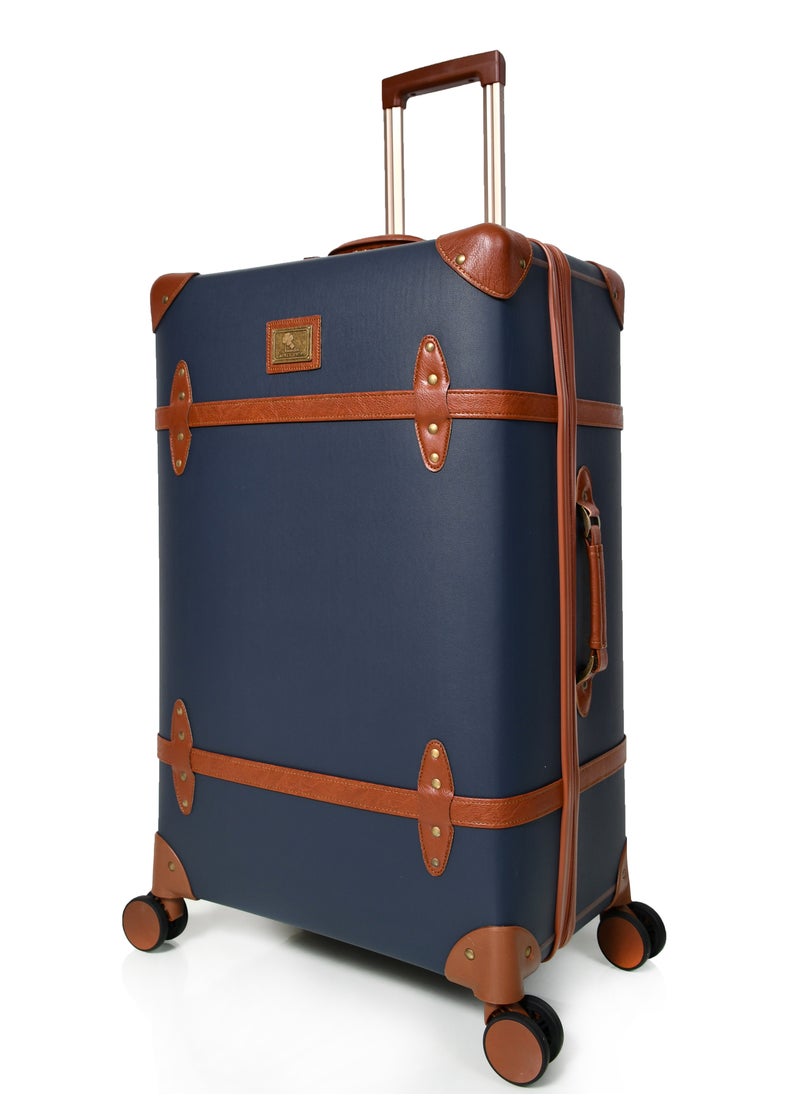 MORANO Morano Classic Leather Luggage 4 Pcs Set Navy Blue 28''-24''-20'''-14'''Inches  - Image 4