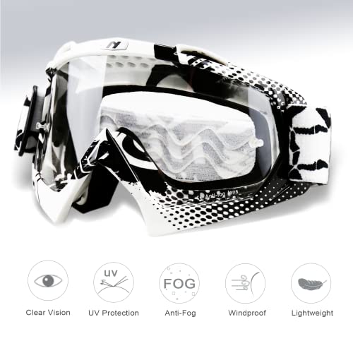 NENKI Dirt Bike Goggles Anti Fog Goggles for Dirt Bike Riding ATV Motocross Goggles for Women Men Adult Motorcycle MX Goggles Racing Goggles UV Protection Clear Lens - Image 2