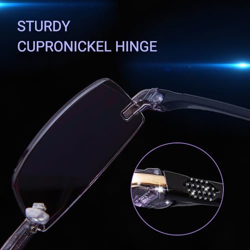 TERAISE Rimless Reading Glasses Fashion Diamond Cut Edge Design Anti-blue Lens Spectacle Readers for Men - Image 5