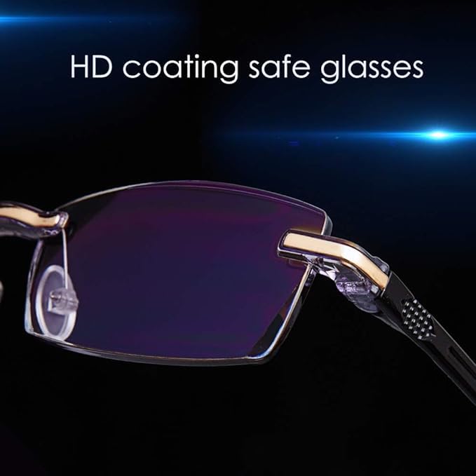 TERAISE Rimless Reading Glasses Fashion Diamond Cut Edge Design Anti-blue Lens Spectacle Readers for Men - Image 2