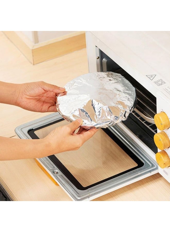 50pcs قابلة لإعادة الاستخدام الألومنيوم رقائق فيلم العزل الحراري تغطية, منبثقة رقائق القصدير غطاء العزل الغذائي, سخانات الغذاء المرنة مع الفرقات الممتدة,الغذاء المقاوم للحرارة والفواكه تغطية للوعاء، وعاء، صحن - Image 4