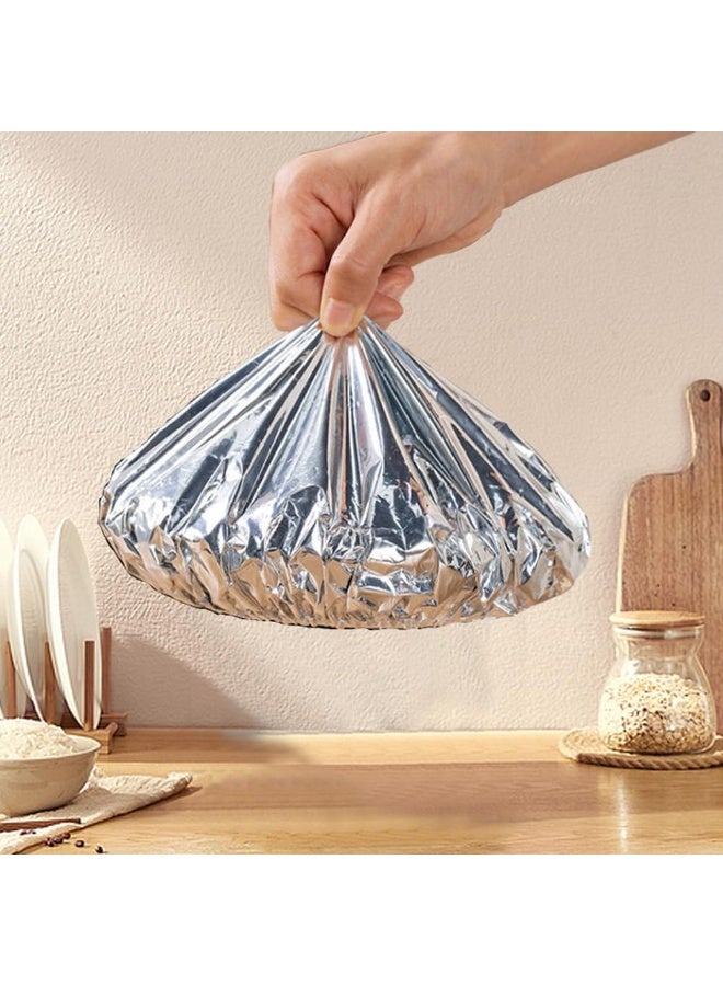 50pcs قابلة لإعادة الاستخدام الألومنيوم رقائق فيلم العزل الحراري تغطية, منبثقة رقائق القصدير غطاء العزل الغذائي, سخانات الغذاء المرنة مع الفرقات الممتدة,الغذاء المقاوم للحرارة والفواكه تغطية للوعاء، وعاء، صحن - Image 3
