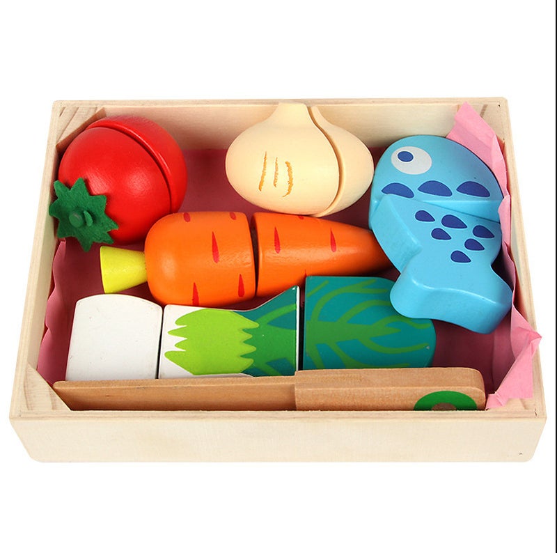 general OJR Wooden Box Food Set Simulation Kitchen Toy for Kids - Image 1