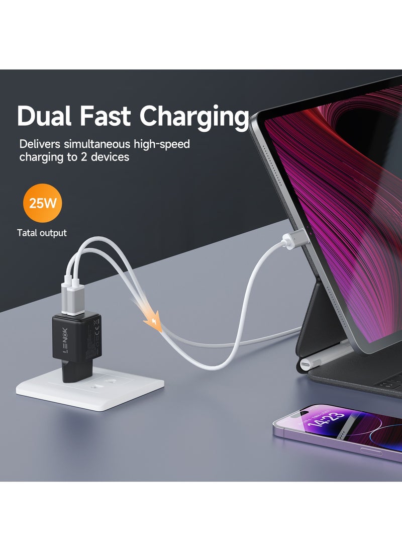 LENOK - LENOK 25W Dual Port USB C PD Super Fast ChargerBlock,25 watt GaN PD/PPS USB C Fast Wall Charger Block for Samsung Galaxy S24/S23/S22+/S21 Ultra/Plus/S20/Note 20/Z Fold 5 - Image 1