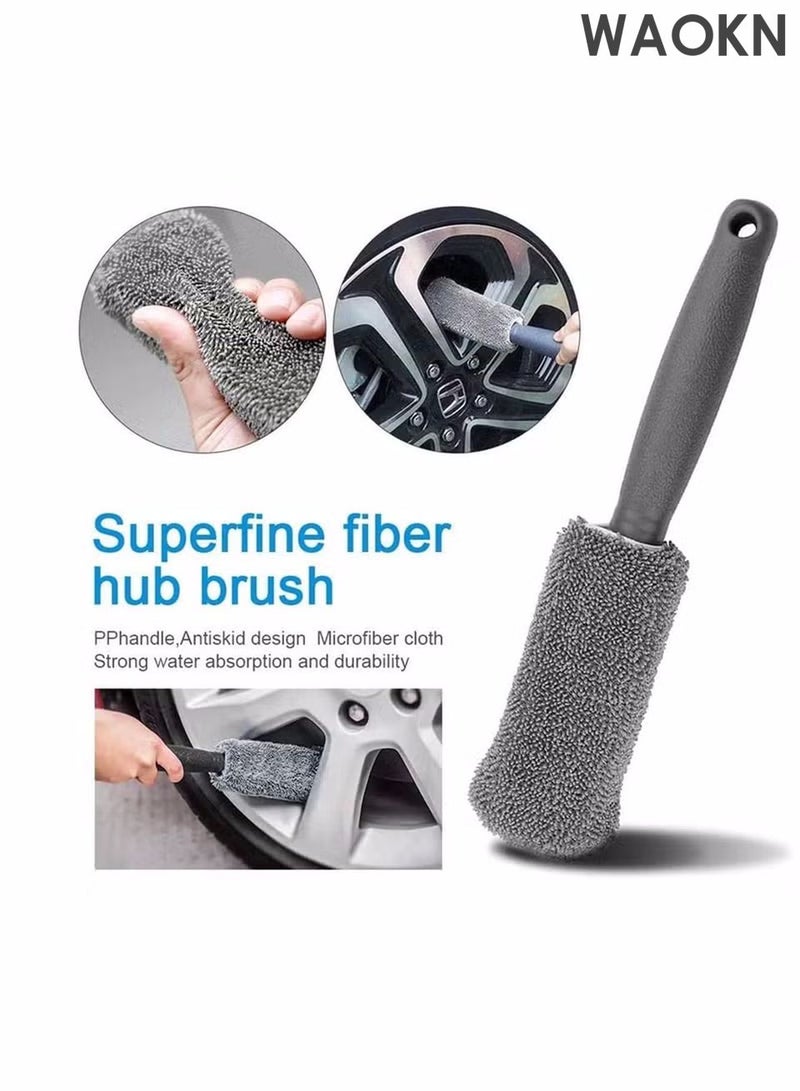 WAOKN 9 Pcs Car Care Car Cleaning Kit with Soft Microfiber Cloth Towels,Wash Mitt Sponge, Automotive Detail Brushes Car Detailing Kit | Auto Cleaning Supplies | Car Wash Kit | Car Wash Set | Car Wash Supplies | Car Interior Cleaning kit | Car Cleaning Sets | Car Cleaning Tools - Image 5