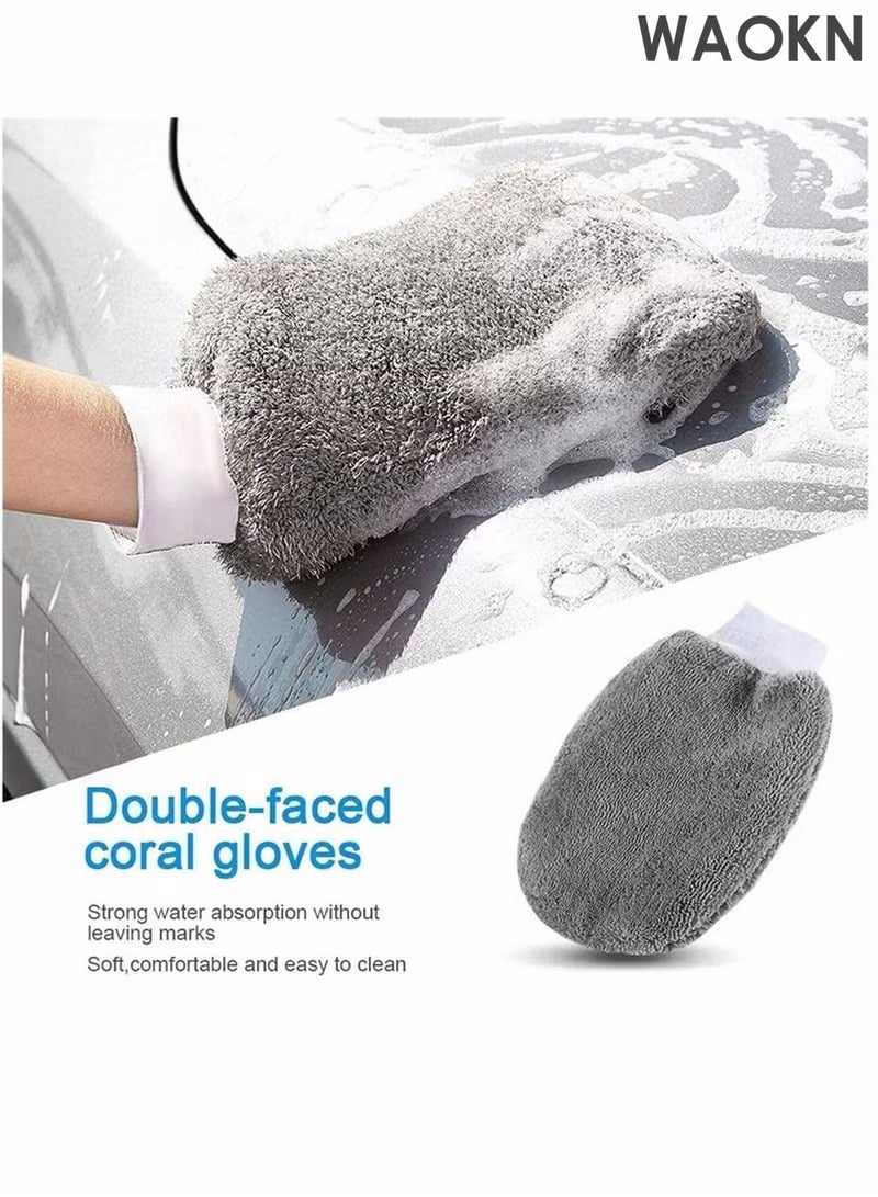 WAOKN 9 Pcs Car Care Car Cleaning Kit with Soft Microfiber Cloth Towels,Wash Mitt Sponge, Automotive Detail Brushes Car Detailing Kit | Auto Cleaning Supplies | Car Wash Kit | Car Wash Set | Car Wash Supplies | Car Interior Cleaning kit | Car Cleaning Sets | Car Cleaning Tools - Image 2