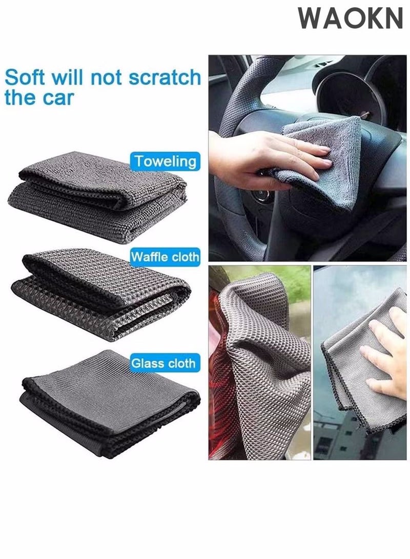 WAOKN 9 Pcs Car Care Car Cleaning Kit with Soft Microfiber Cloth Towels,Wash Mitt Sponge, Automotive Detail Brushes Car Detailing Kit | Auto Cleaning Supplies | Car Wash Kit | Car Wash Set | Car Wash Supplies | Car Interior Cleaning kit | Car Cleaning Sets | Car Cleaning Tools - Image 3