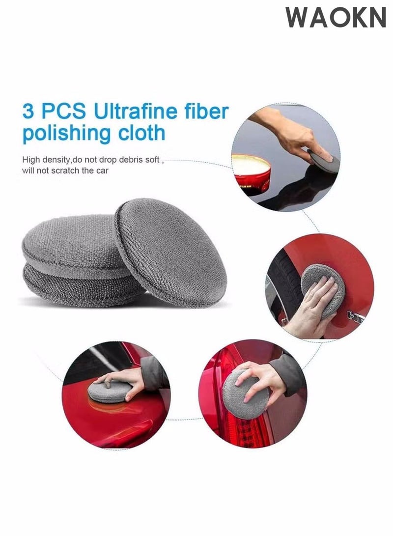 WAOKN 9 Pcs Car Care Car Cleaning Kit with Soft Microfiber Cloth Towels,Wash Mitt Sponge, Automotive Detail Brushes Car Detailing Kit | Auto Cleaning Supplies | Car Wash Kit | Car Wash Set | Car Wash Supplies | Car Interior Cleaning kit | Car Cleaning Sets | Car Cleaning Tools - Image 4