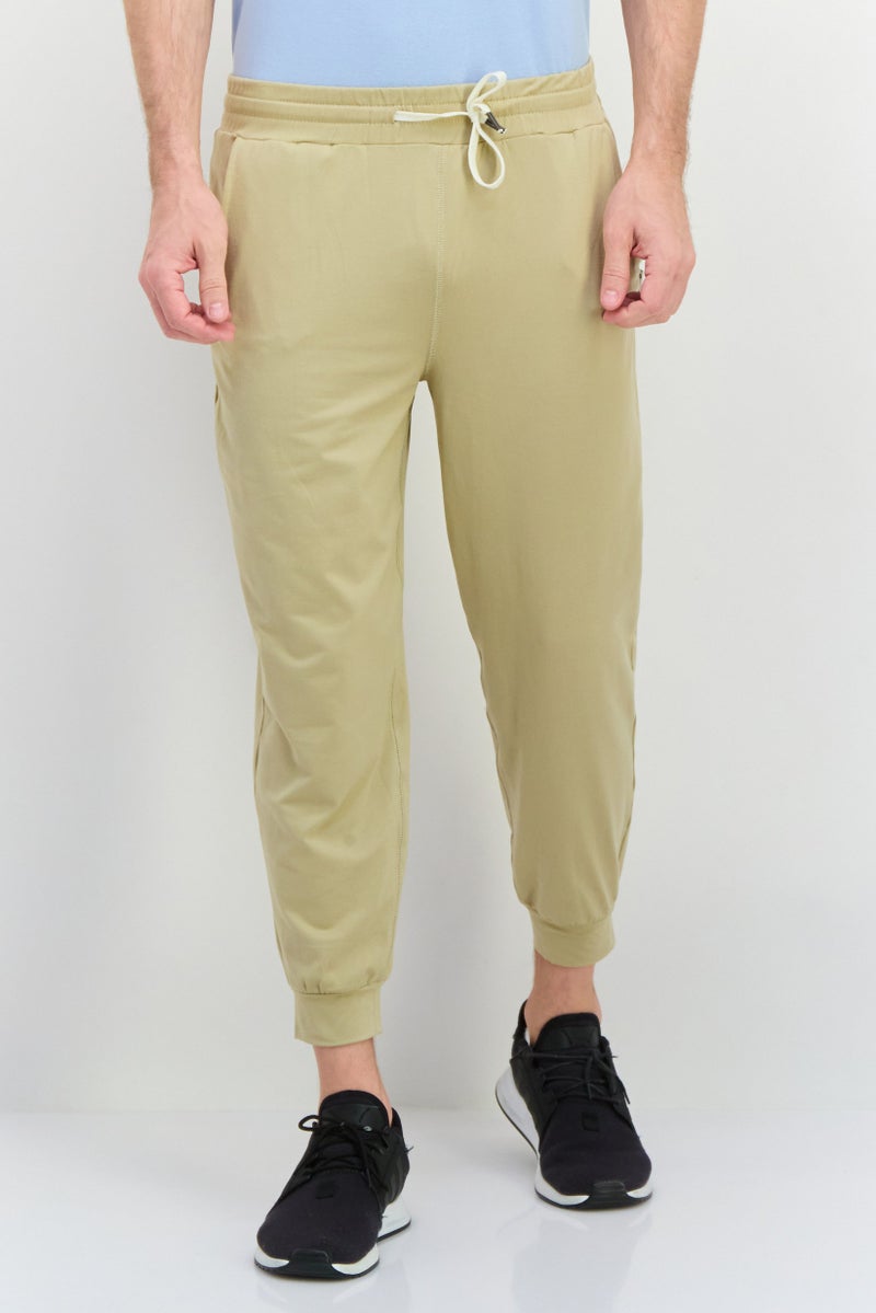 Feat Men Relaxed Fit Solid Jogger Pants, Khaki - Image 1