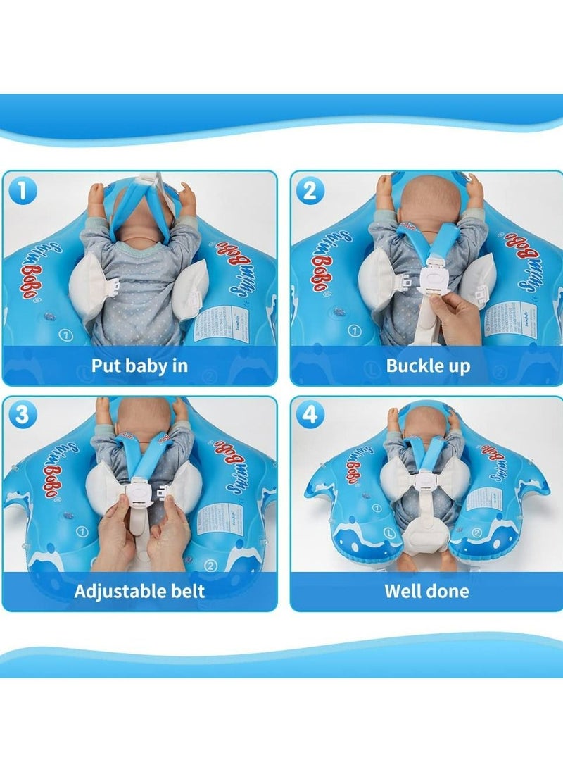 LIMOS - Inflatable Baby Swimming Pool Float Ring with Sun Protection Canopy and Safety Tail (L Shark Blue) - Image 1