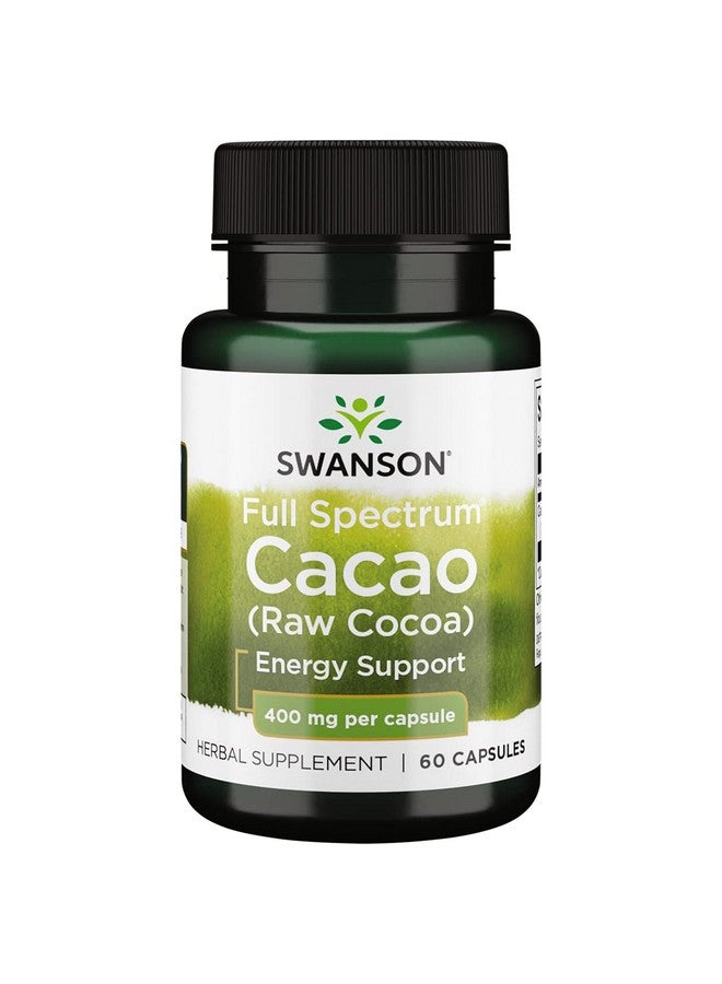 SWANSON Full Spectrum Cacao (Raw Cocoa) Herbal Supplement Promoting Mild Energy Support Traditional Whole Fruit Formula (60 Capsules 400Mg Each) - Image 1