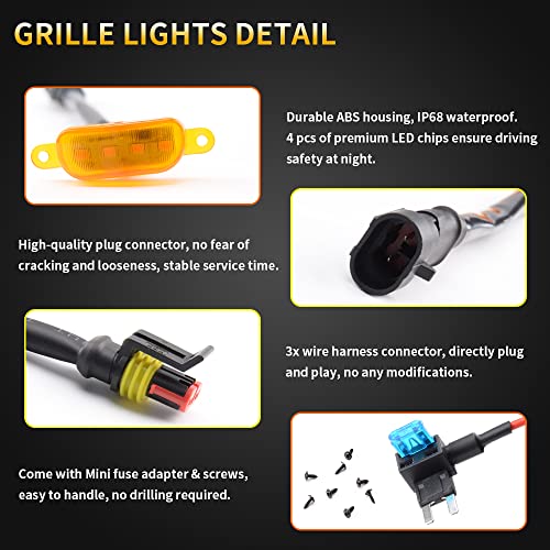 AUXLIGHT Car Accessories, 3PCS LED Grille Lights with Fuse & Wire, Compatible with 2004-2019 for-d F150 Raptor Style Aftermarket Grill, 2013-2018 R-am 1500 Raptor Style Aftermarket Grill (Amber) - Image 5