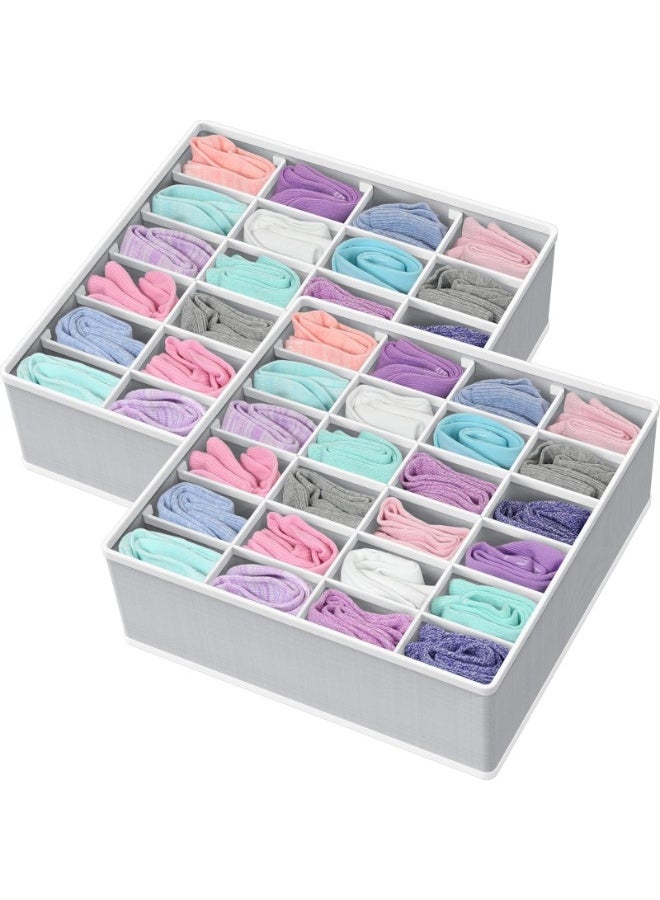 2 Pack 48-Compartment Fabric Socks & Underwear Organizers - Durable Zipper, Foldable Closet Storage Box for Socks, Underwear, Ties - Ideal for Bedroom & Home Decor, Closet Organization, Modern Organizer, Durable Zipper Closure, Sock Organizer, Underwear Organizer, Drawer Organizer - Image 3