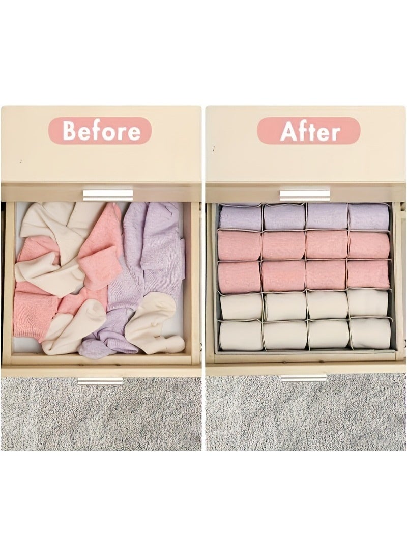 2 Pack 48-Compartment Fabric Socks & Underwear Organizers - Durable Zipper, Foldable Closet Storage Box for Socks, Underwear, Ties - Ideal for Bedroom & Home Decor, Closet Organization, Modern Organizer, Durable Zipper Closure, Sock Organizer, Underwear Organizer, Drawer Organizer - Image 4