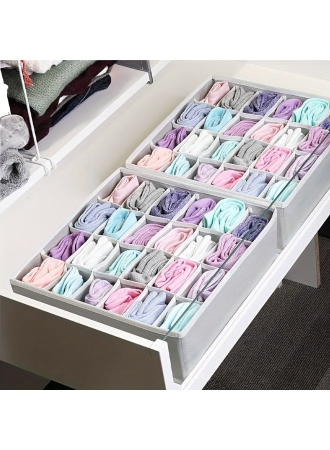 2 Pack 48-Compartment Fabric Socks & Underwear Organizers - Durable Zipper, Foldable Closet Storage Box for Socks, Underwear, Ties - Ideal for Bedroom & Home Decor, Closet Organization, Modern Organizer, Durable Zipper Closure, Sock Organizer, Underwear Organizer, Drawer Organizer - Image 1