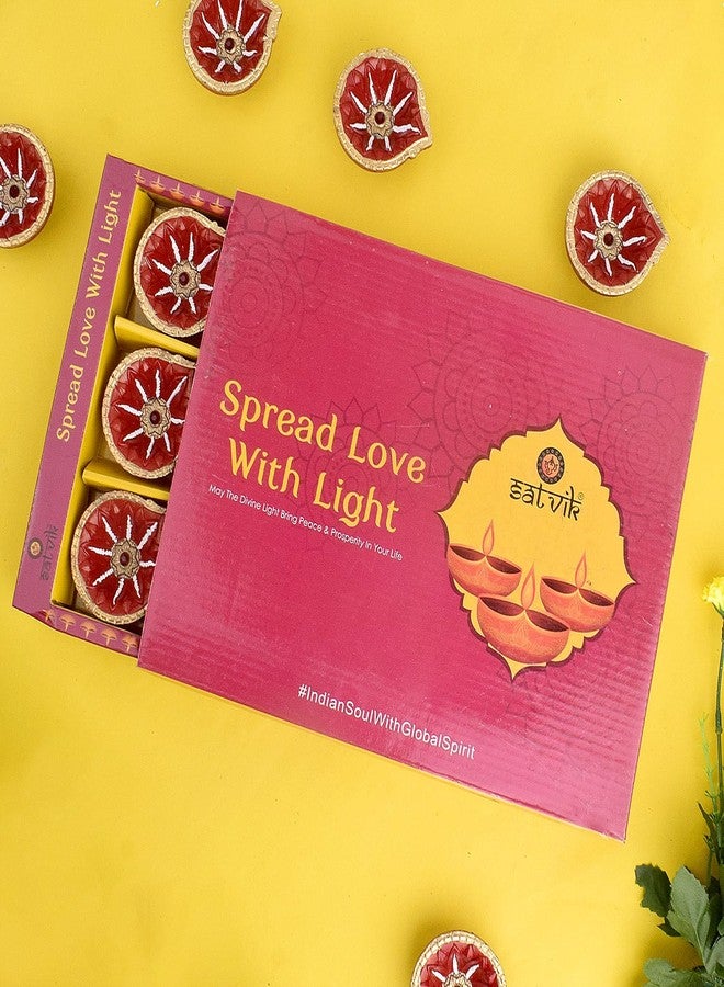 كرافتس مان مجموعة ساتفيك المكونة من 24 قطعة من مصابيح الزيت الطينية مع فتائل قطنية - مصابيح زيتية مصنوعة يدويًا من الطين لتزيين ديوالي (التصميم 4) - Image 4