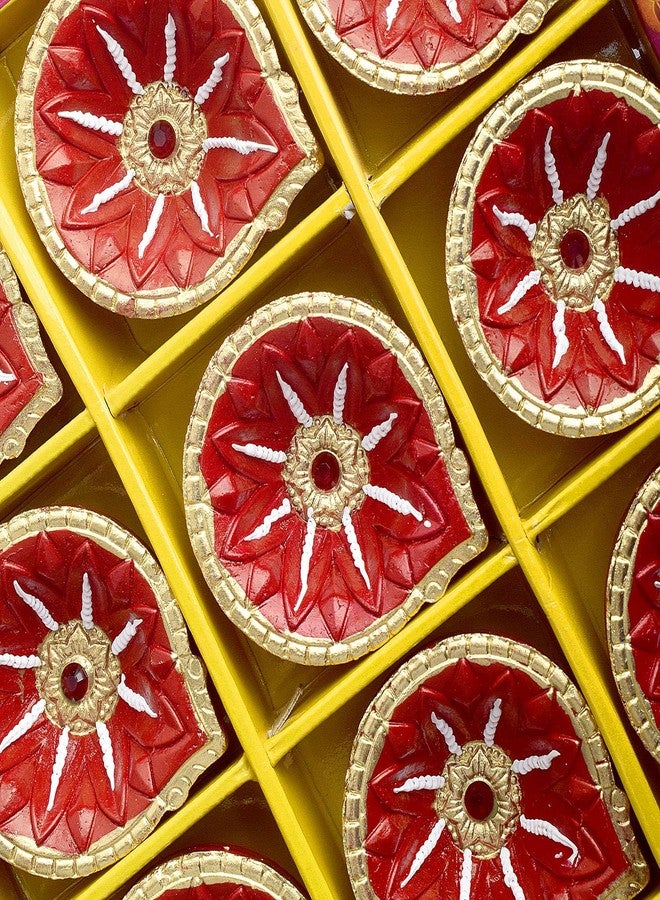 كرافتس مان مجموعة ساتفيك المكونة من 24 قطعة من مصابيح الزيت الطينية مع فتائل قطنية - مصابيح زيتية مصنوعة يدويًا من الطين لتزيين ديوالي (التصميم 4) - Image 3