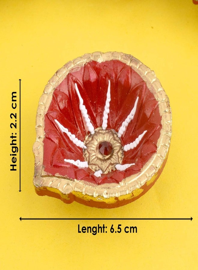 كرافتس مان مجموعة ساتفيك المكونة من 24 قطعة من مصابيح الزيت الطينية مع فتائل قطنية - مصابيح زيتية مصنوعة يدويًا من الطين لتزيين ديوالي (التصميم 4) - Image 5
