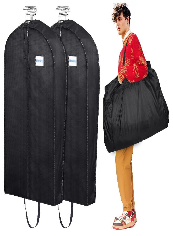 MISSLO MISSLO Garment Bags for Travel Heavy Duty Moving Bags Large Capacity Hanging Clothes Bag for 20 Shirts Waterproof Fabric Suit Covers for Closet Storage 2 Packs, 43" - Image 1