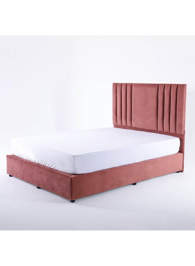 Karnak Superior Upholstered Velvet Bed Frame Bedroom Furniture Strong And Sturdy Modern Design Wooden Bed | Quiet & Comfortable Bed (HC - Wide Single 120x200cm, Pink) - Image 4