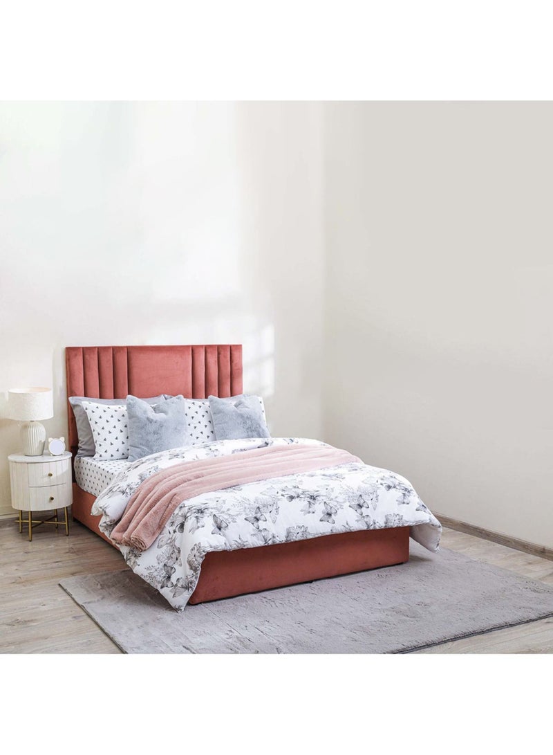 Karnak Superior Upholstered Velvet Bed Frame Bedroom Furniture Strong And Sturdy Modern Design Wooden Bed | Quiet & Comfortable Bed (HC - Wide Single 120x200cm, Pink) - Image 1
