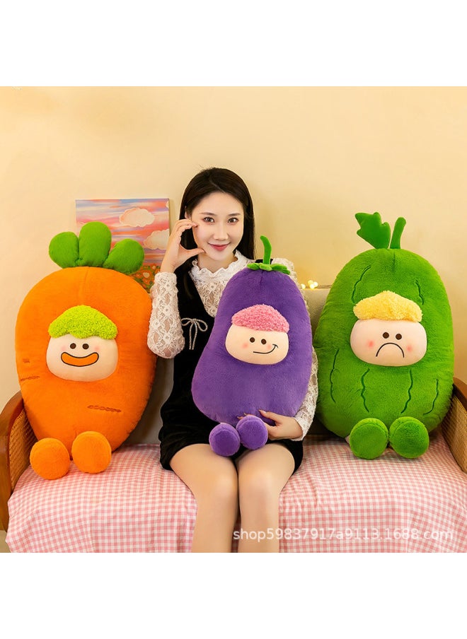 null - Saite Dudu Cute Funny Vegetable Plush Toy Net Red Expression Eggplant Pillow Sofa Cushion Nap Lying Pillow-Color:Eggplant-Height:65cm - Image 1