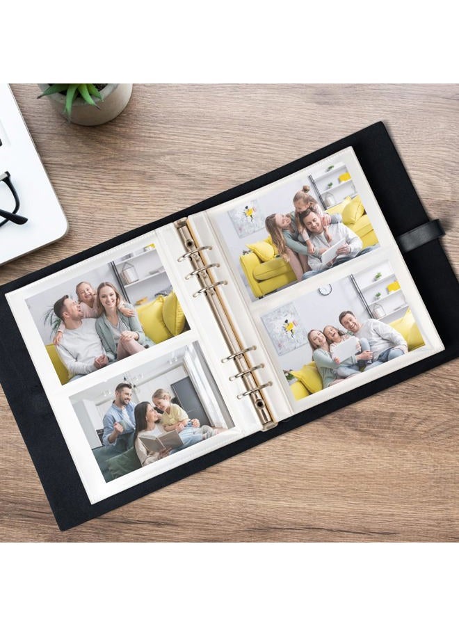 sucarlon Photo Album 4x6 200 Photos, Genuine Leather Photo Albums with Writing Space with 30 Writing Paper, Travel Family Wedding Kids Graduation Ultrasound Baby Picture Album Scrapbook Photo Album（Blue） - Image 2