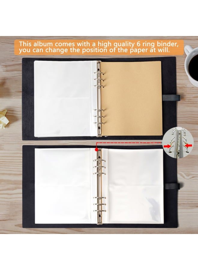 sucarlon Photo Album 4x6 200 Photos, Genuine Leather Photo Albums with Writing Space with 30 Writing Paper, Travel Family Wedding Kids Graduation Ultrasound Baby Picture Album Scrapbook Photo Album（Blue） - Image 4