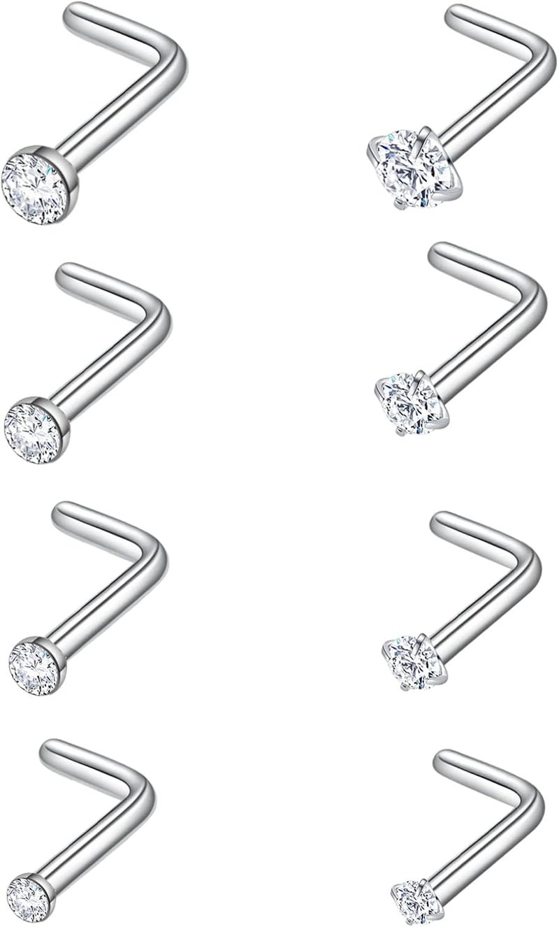 Lucktree Store Surgical Steel Nose Piercing Jewelry - 20G & 18G Nose Rings & Studs, Hoops 8mm-12mm, CZ Diamond 1.5mm-3mm, L-Shaped & Hoop Styles for Women & Men - Image 1