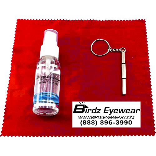 Birdz Eyeglass Sunglass Lens Cleaner Cleaning & Repair Kit Spray Cloth Tool & Key Chain - Image 1