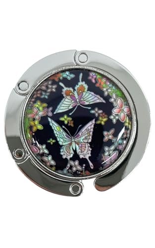 Store-Play Inlay Mother of Pearl Handbag Hanger Foldable Table Purse Hook Caddy Holder (Butterfly) - Image 1