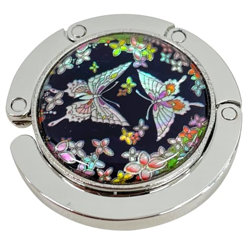 Store-Play Inlay Mother of Pearl Handbag Hanger Foldable Table Purse Hook Caddy Holder (Butterfly) - Image 2
